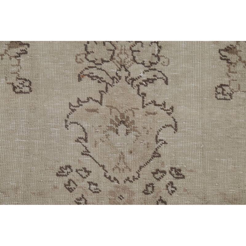 Distressed Persian Vintage Area Rug Hand-Knotted Wool Carpet - 6'6"x 9'9"