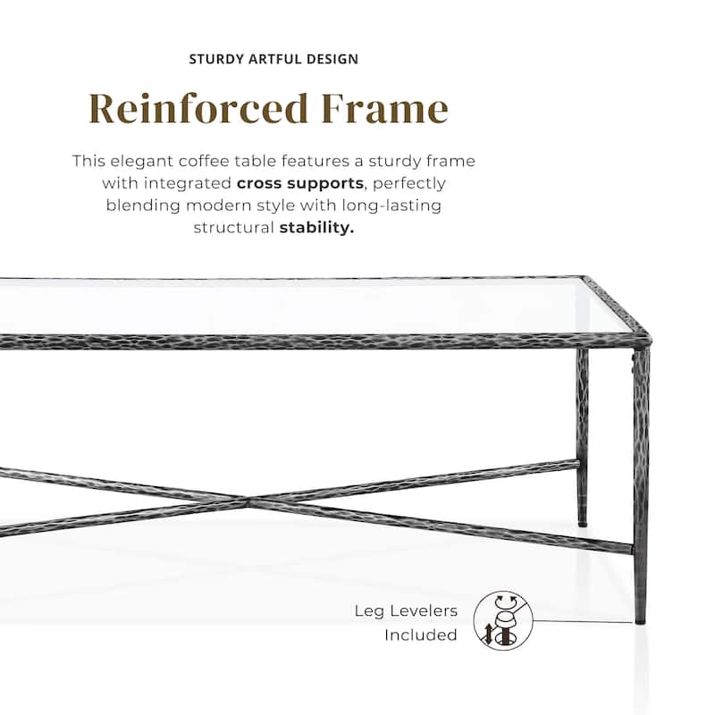 247 Shop At Home Lalia Modern Textured Metal X-Brace Coffee Table