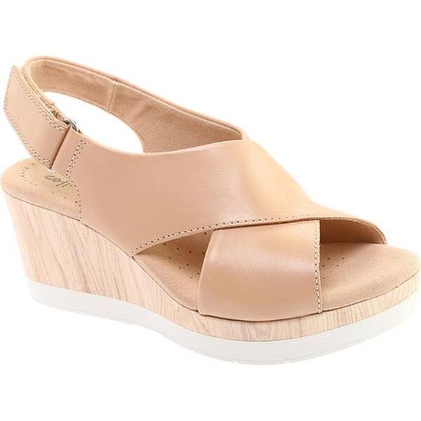 Shop Clarks Women S Cammy Pearl Slingback Wedge Sandal Blush Leather On Sale Overstock 27347260