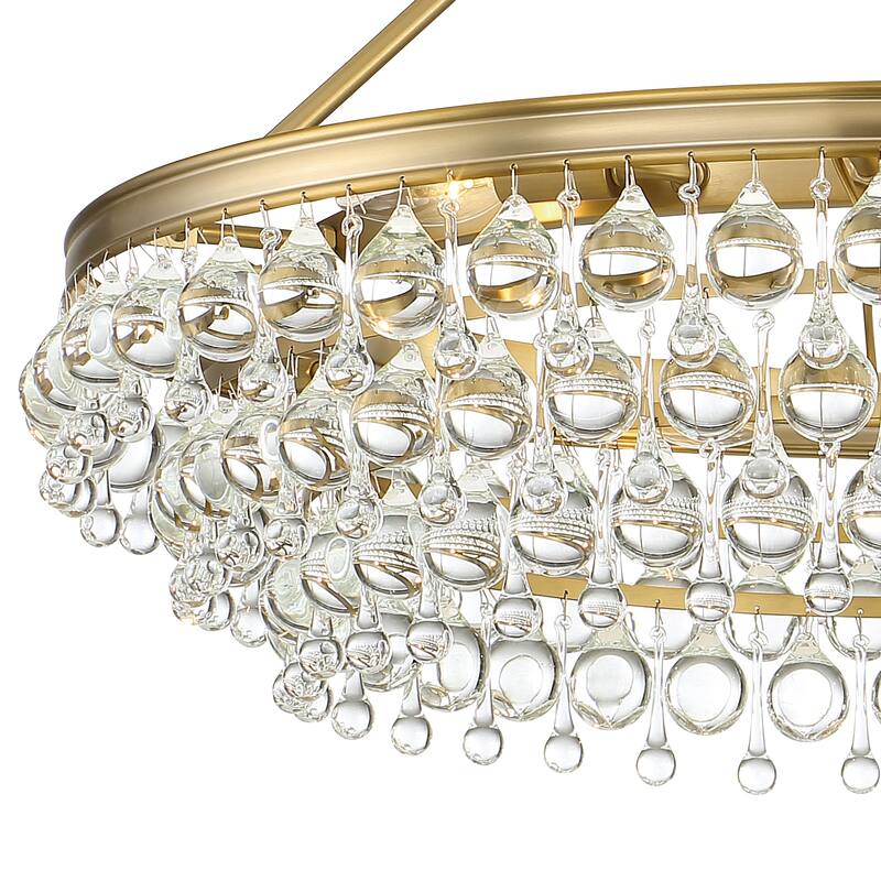 Calypso 6 Light Crystal Teardrop Vibrant Gold Chandelier - 30'' W x 20'' H