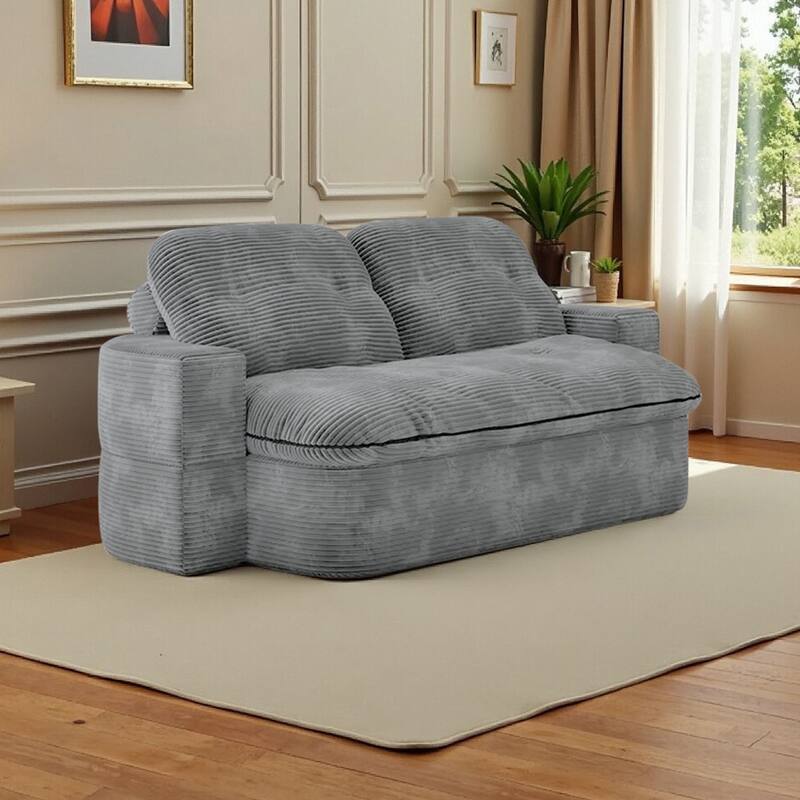 Oversized Loveseat Recliner Sofa, 2-in-1 Convertible Floor Sofa Bed, 3-Seat Sleeper Sofa with Adjustable Armrest
