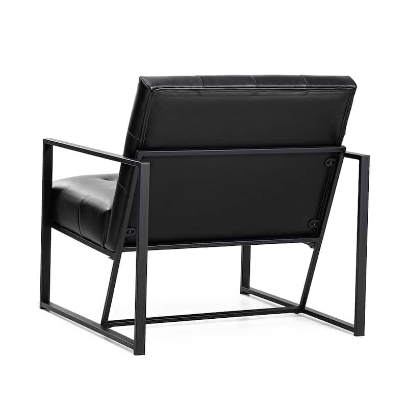 Glitzhome 29.50"W Mid-Century PU Leather Tufted Accent Chair - 29.5"W x 30.5"H x 29.25"D