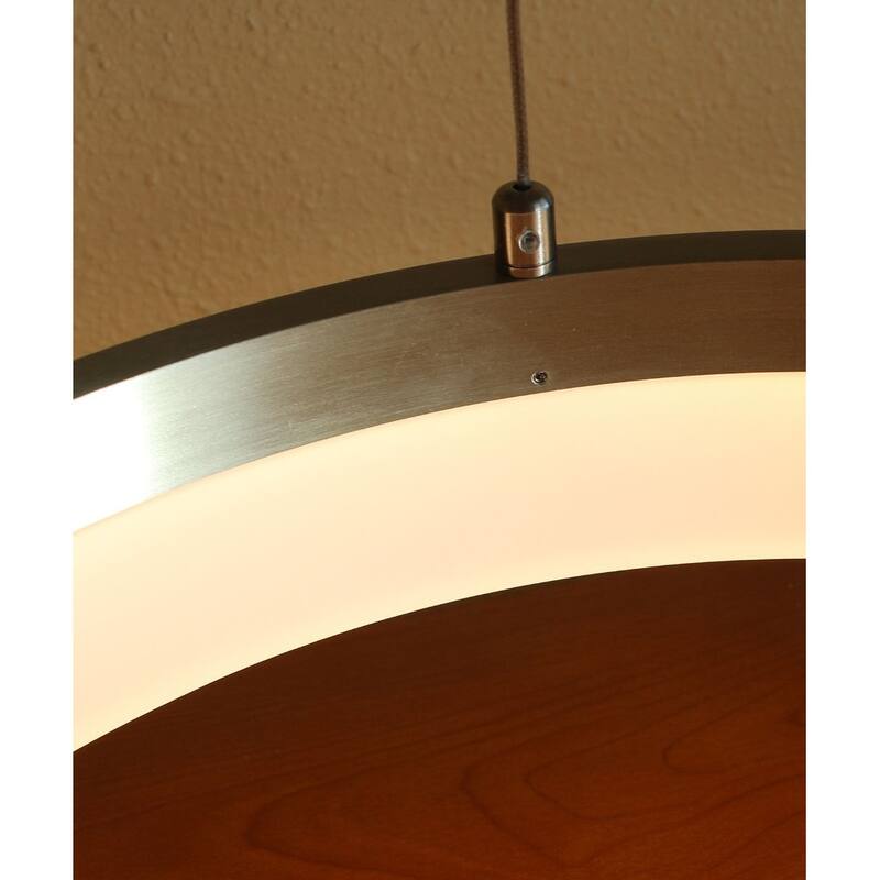 Edge-Lit 16"w 1-Light Round LED Ribbon Chandelier Light Brushed Nickel Finish