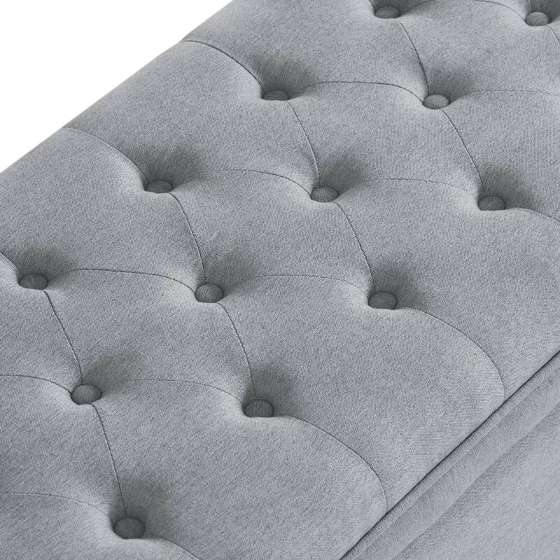 45" Wide Modern Upholstered Tufted Storage Bench,Bed Bench with Spindle Wooden Legs