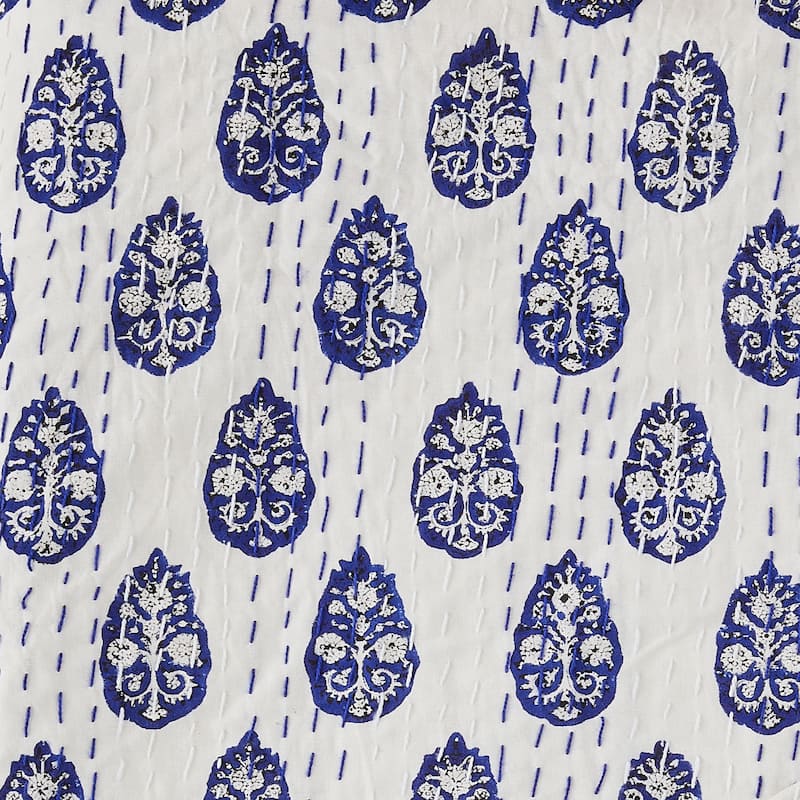 Melange Hand Stitched Kantha Block Print Pillow Sham Pair