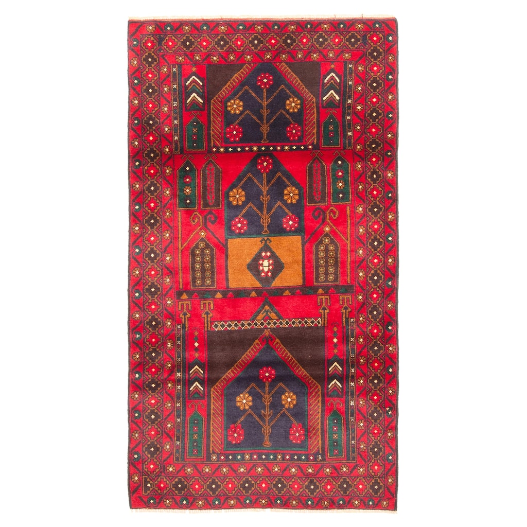 ECARPETGALLERY Hand-knotted Teimani Red Wool Rug - 3'7 x 6'7