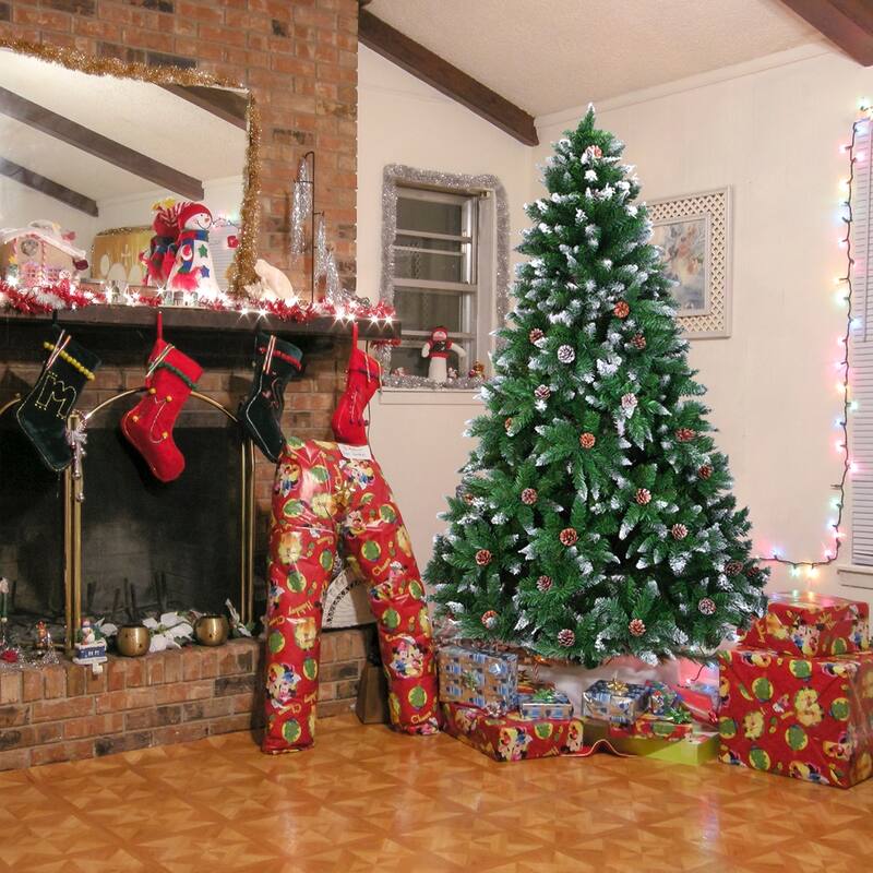 6ft Snow Flocked Hinged Artificial Pine Christmas Tree