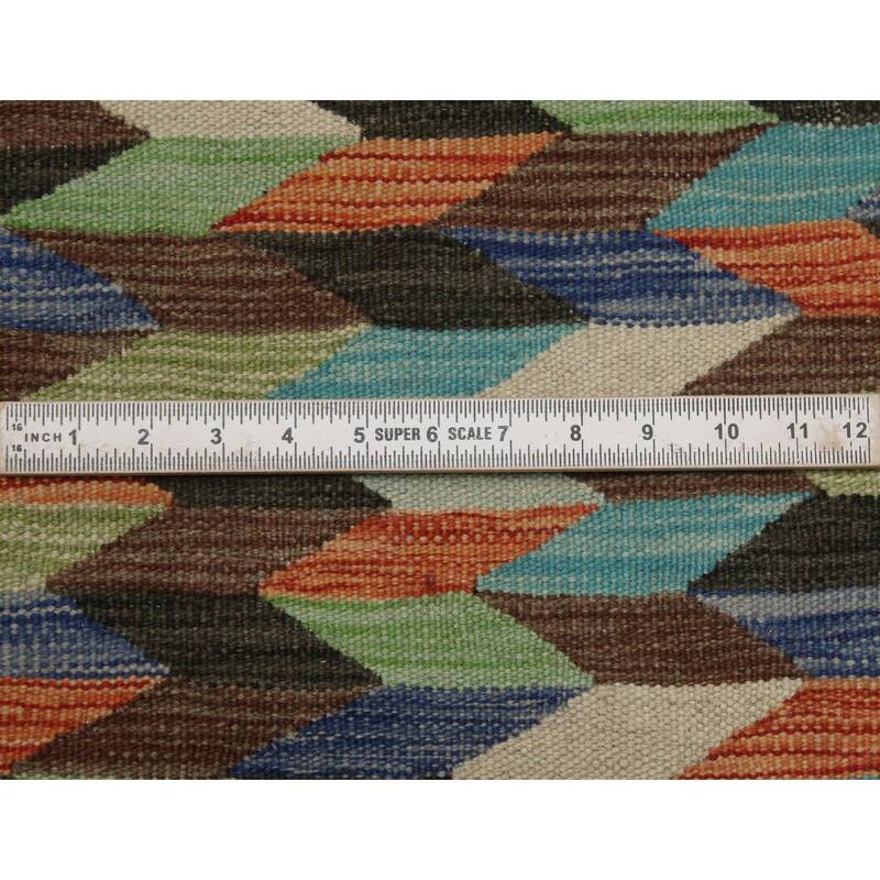 Hand-Woven Winchester Kilim Firth Charcoal/Rust Rug - 5'0" x 6'7"