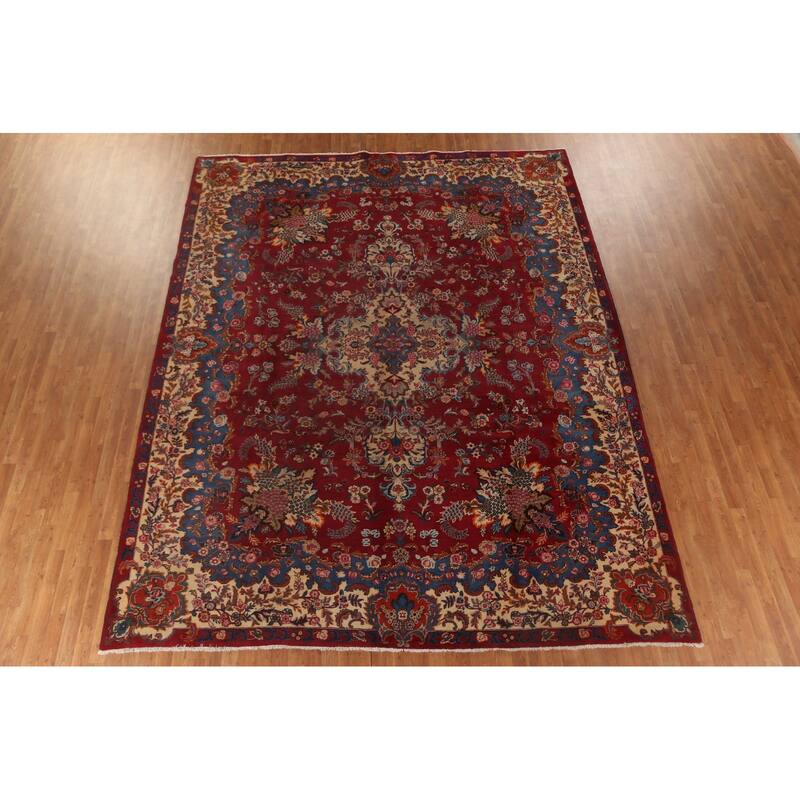 Floral Kashmar Persian Antique Area Rug Handmade Wool Carpet - 10'3"x 12'10"