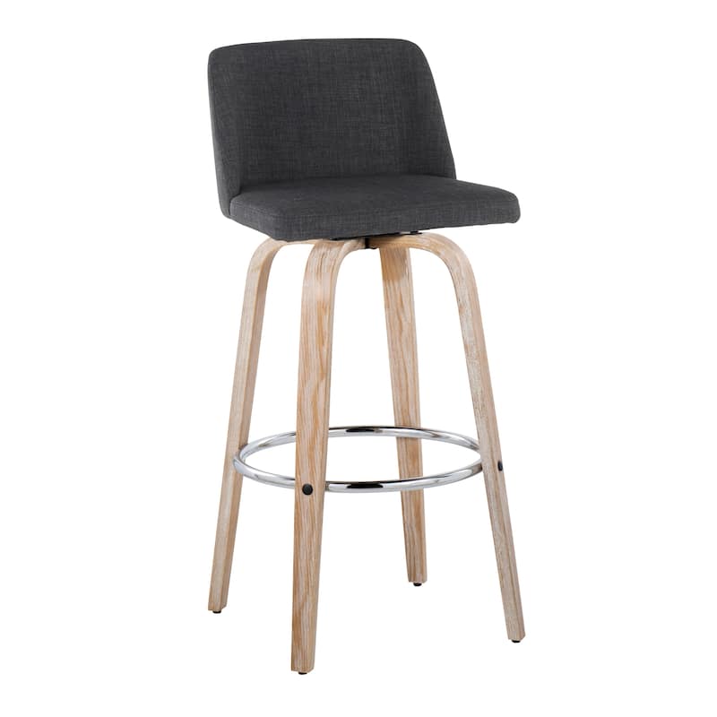The Gray Barn Vallberga 30" Fixed-Height Bar Stool with White Washed Wood Base (Set of 2)