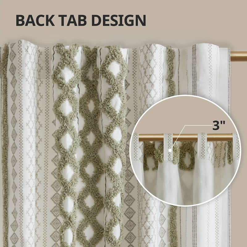 INK+IVY Imani Cotton Printed Single Curtain Panel with Chenille Stripe and Lining