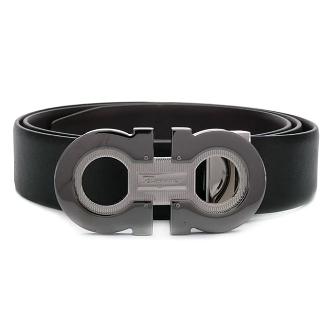 Salvatore Ferragamo Mens Black Belt Reversible