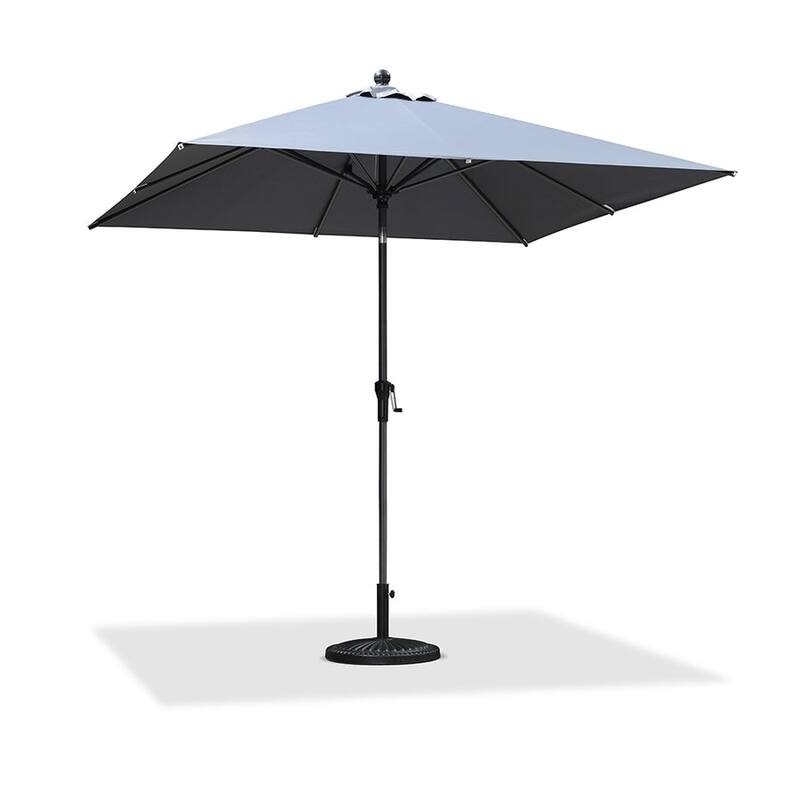 PURPLE LEAF Heavy-duty Crank and Tilt Table Umbrella Outdoor Patio Market Umbrella - 8x8ft-LIght Grey