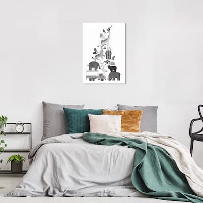 Wynwood Studio Canvas Animals Animal Crackers Gray and Dark Gray Modern & Contemporary Wall Art Canvas Print