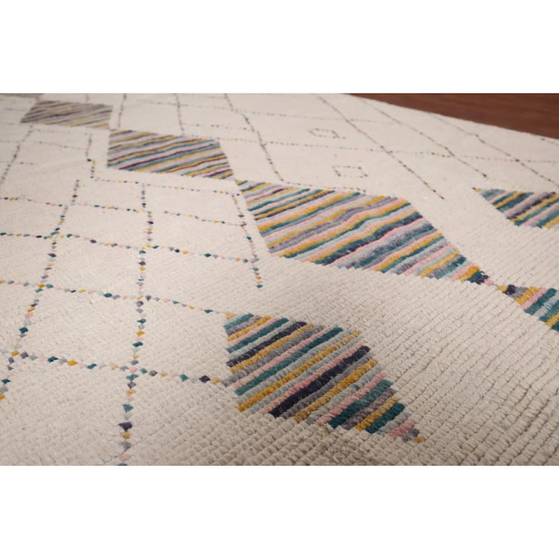 All-Over Trellis Moroccan Oriental Area Rug Hand-Knotted Wool Carpet - 5'11"x 9'5"