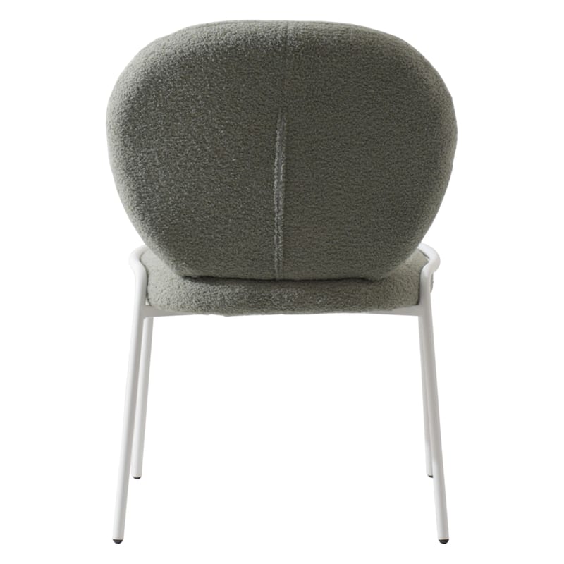 Celestial Modern Boucle Dining Chairs - Upholstered Accent Side Chairs with White Powder-Coated Iron Frame Set of 2