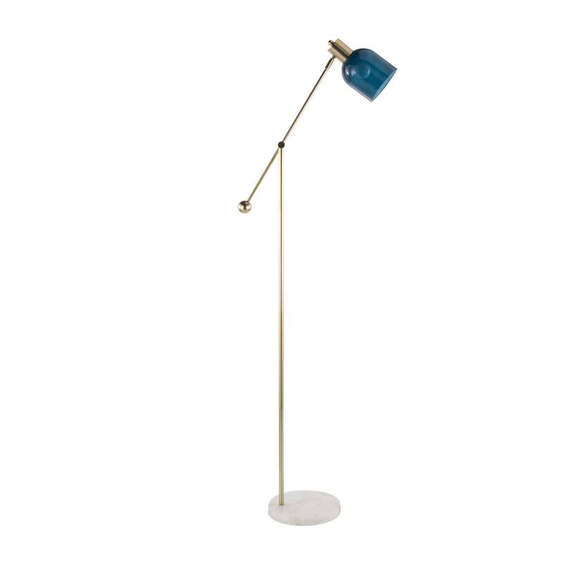 Lumisource Floor Lamp White Marble and Metal with Clear Frosted Glass - 29.5"Lx10.75"Wx73"H - White , Gold , Blue Glass - 29.5"Lx10.75"Wx73"H