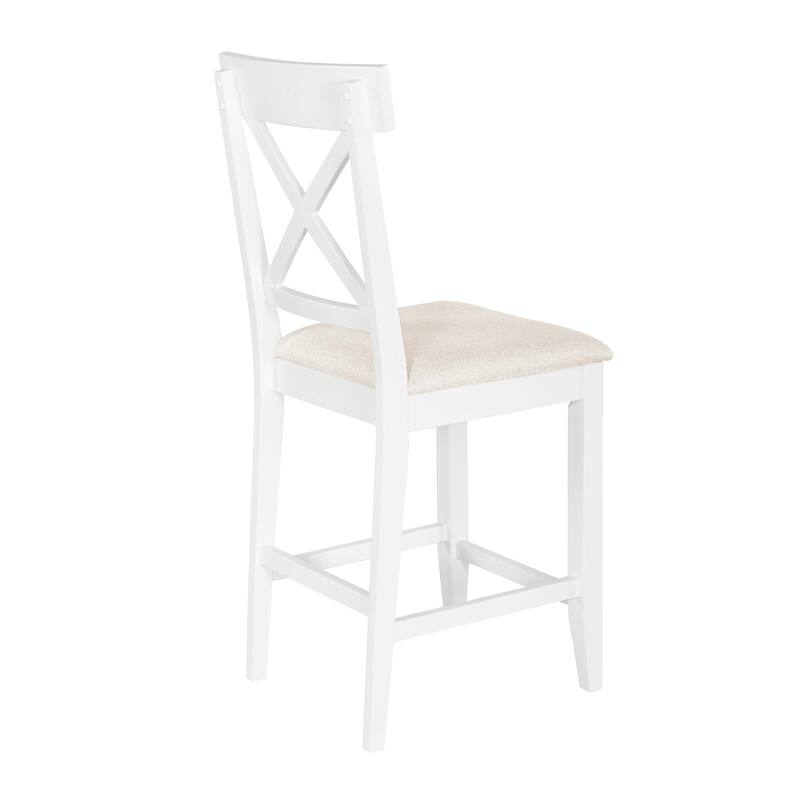 60"L x 30"W Solid Wood Farmhouse Counter Height Dining Table Set with 3-Tier Storage Shelves