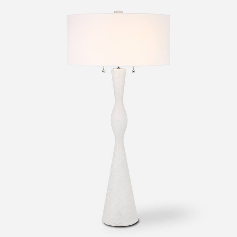 Hourglass Style Table Lamp with Drum Shade - 38.5" - Cream