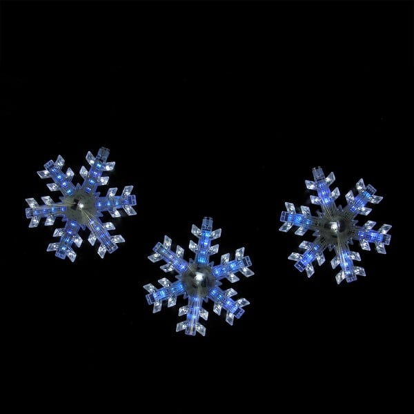 Set Of 3 Cascading White And Blue Snowfall Led Snowflake Christmas Lights 25 Overstock 16550053