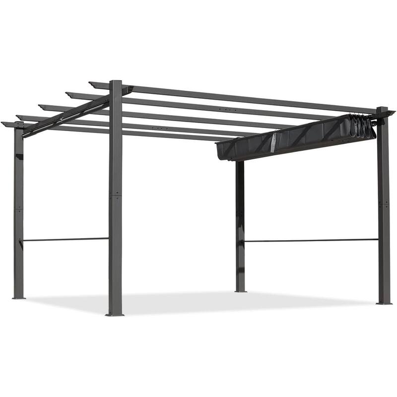 EROMMY 10' x 13' Outdoor Pergola with Retractable Canopy, Aluminum Frame, Patio Metal Shelter with Sun Shade Canopy