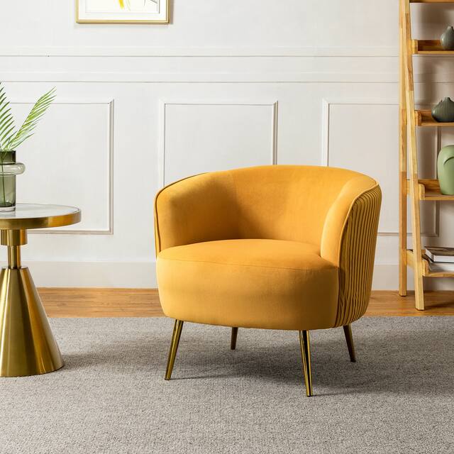 Sthenelus Barrel Chair with Ruched Design - MUSTARD