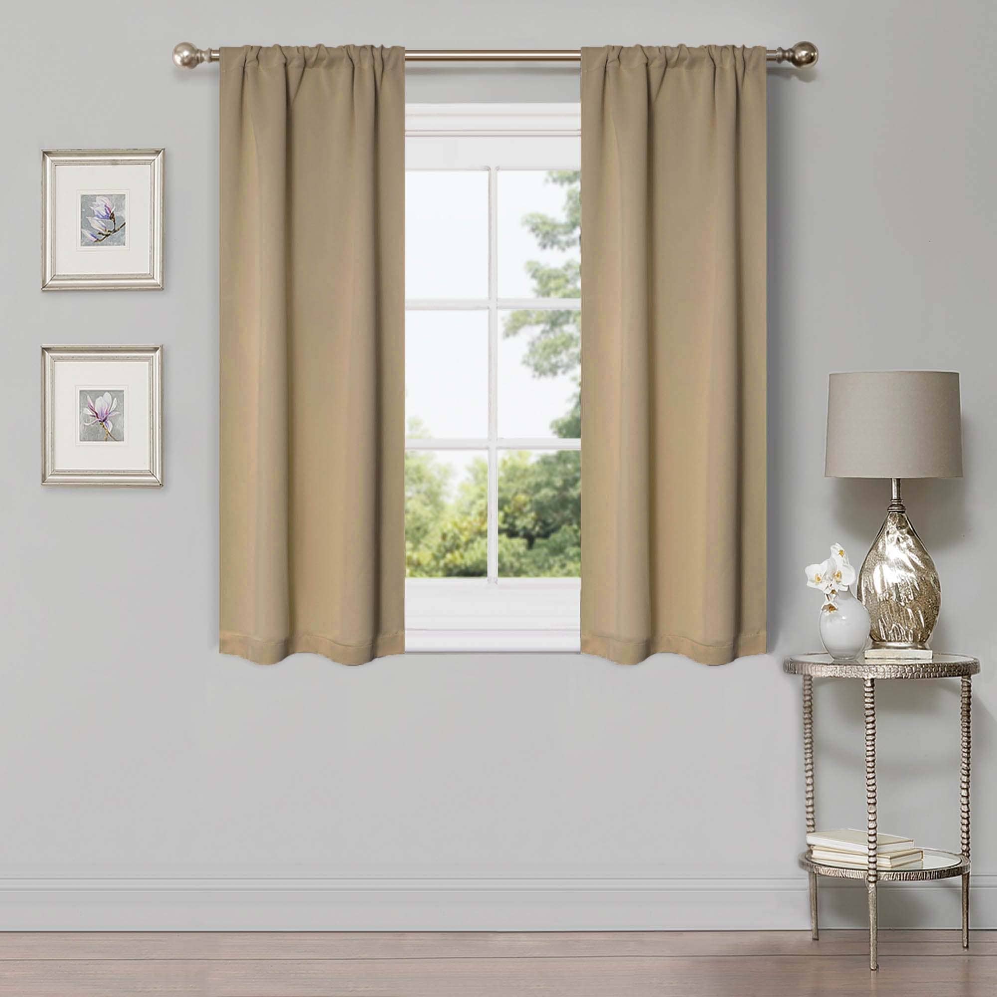 Superior Solid Machine Washable Room Darkening Semi-Blackout Curtains, Set of 2