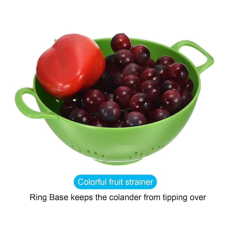 Mini Food Strainer Plastic Colander For Fruits Veggies Pasta(2PCS) - Green - 19cm x 14.8cm x 7.5cm