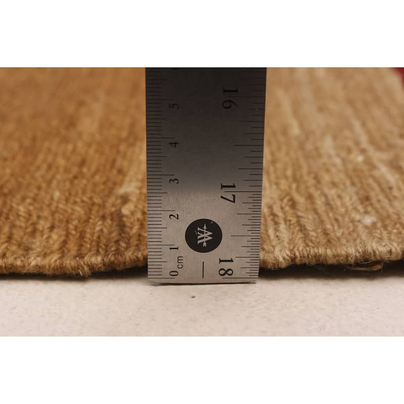 ECARPETGALLERY Flat-Weave Natural Brown, Red Wool Tapestry Kilim - 8'1 x 10'4