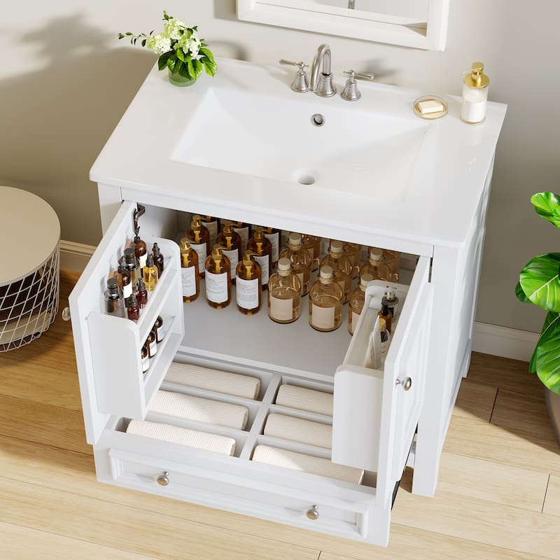 30 Inches Modern Bathroom Vanity with Sink & 1 Drawer, Vanities Cabinet
