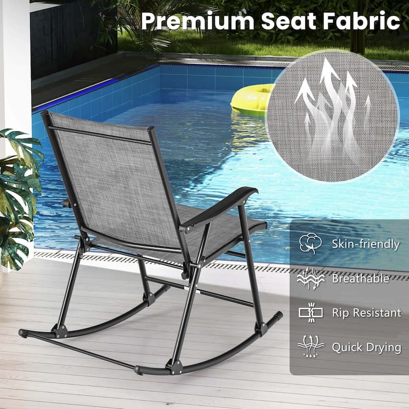 Costway 2 PCS Patio Folding Rocking Chair Heavy-Duty Metal Frame - See Details