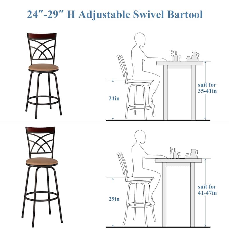 Javlergo Bar Stools Swivel Adjustable Height Counter Stools, Set of 2