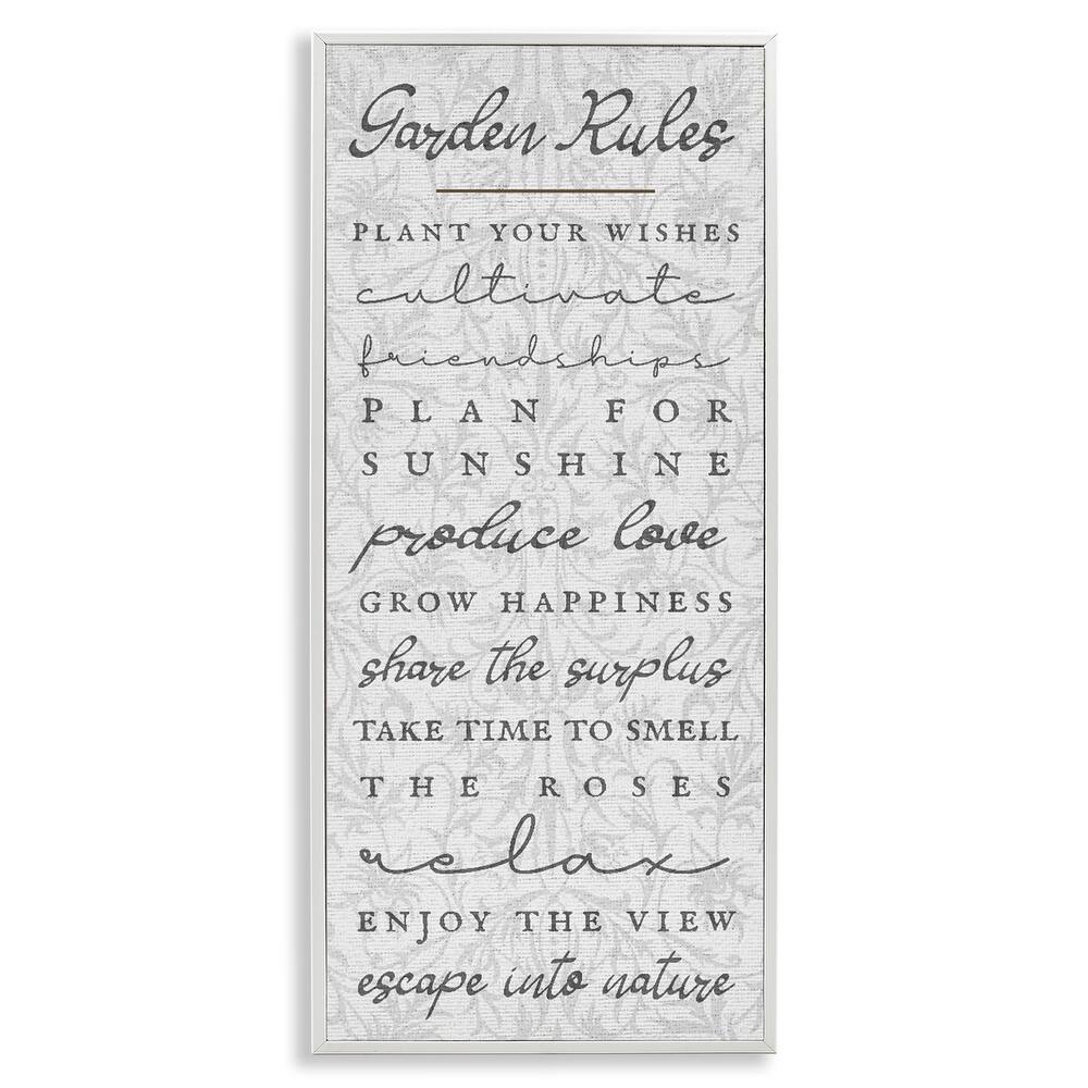 Stupell Garden Rules on Floral Pattern Framed Giclee Art Design By Lil' Rue