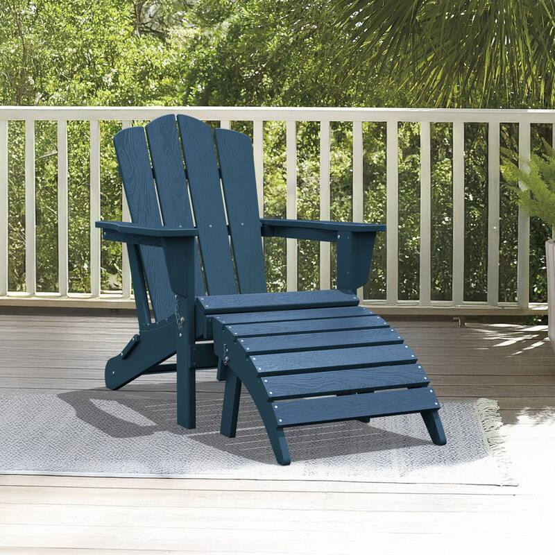 HDPE Folding Adirondack Ottoman, No-Assembly Outdoor Footrest,Fade Resistant Patio Footstool for Adirondack chair