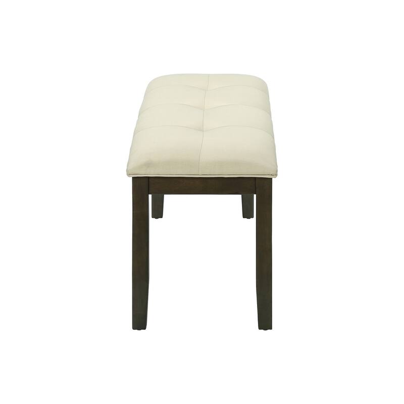 Bench, 42" Rectangular, Wood, Upholstered, Dining Room, Kitchen, Entryway, Brown And Beige, Transitional