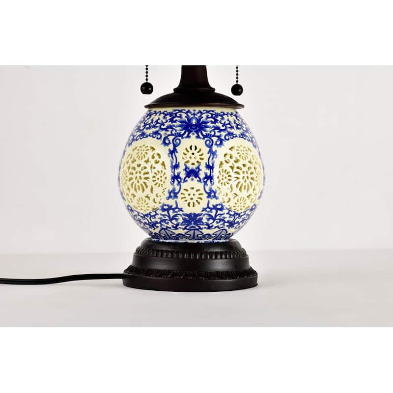 Akiko 3-light Blue Glass 21-inch Double-lit Tiffany-style Table Lamp
