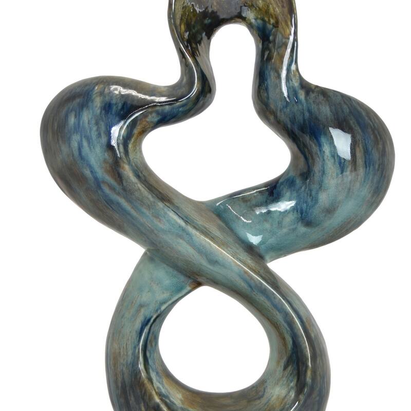 Accent Tabletop Decor, Blue Ceramic, Abstract Sculpture, 20 Inch