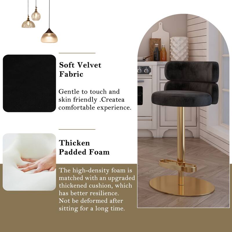 CAROCC Bar Stools Adjustable Armless Swivel PU Leather Barstool