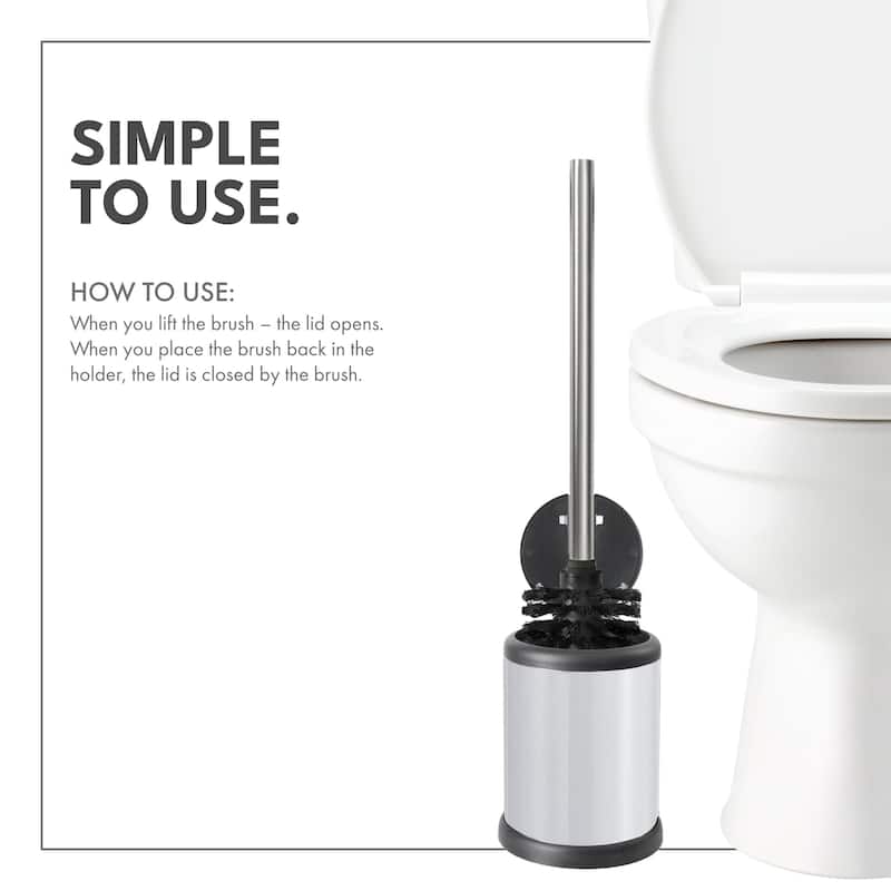 ToiletTree Products Deluxe Toilet Brush with Lid, White - 11.2 x 4.8 x 4.8