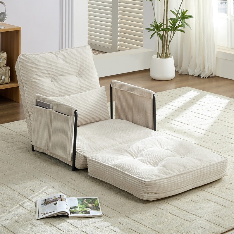 Mixoy Muti-Functional Folding Futon Floor Sofa Bed,Single Lazy Sofa with Pillows,6 Position Adjustable Backrest