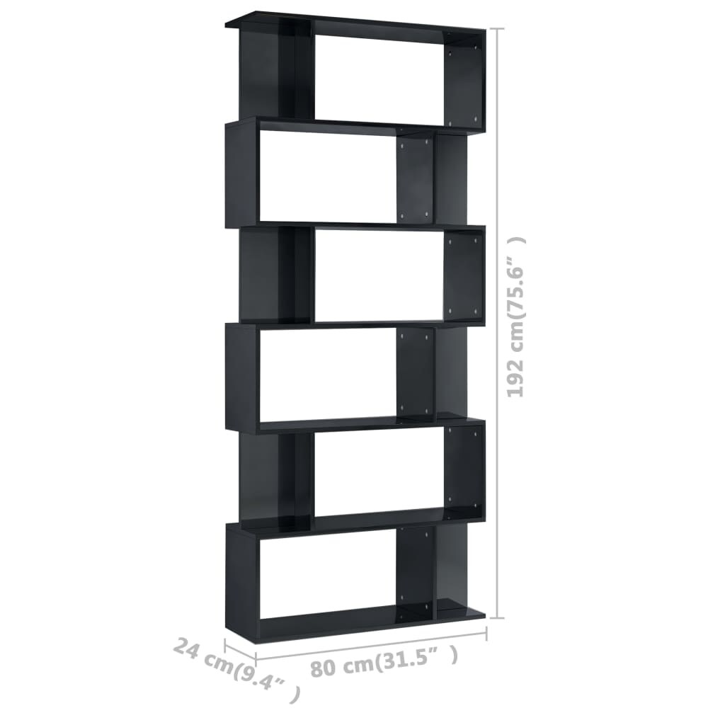 Large Black White Gloss Zig Zag Bookcase Room Divider Shelf Shelving Display 