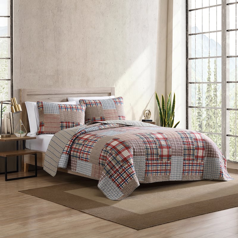 Eddie Bauer Hawthorne Brown Cotton Reversible Quilt Set
