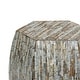 preview thumbnail 17 of 19, Gray Mother of Pearl Shell Handmade Shell Mosaic Hexagon Accent Table with Brown Accents