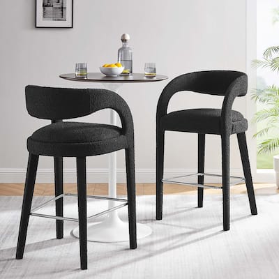 Pinnacle Boucle Upholstered Bar Stool Set of Two