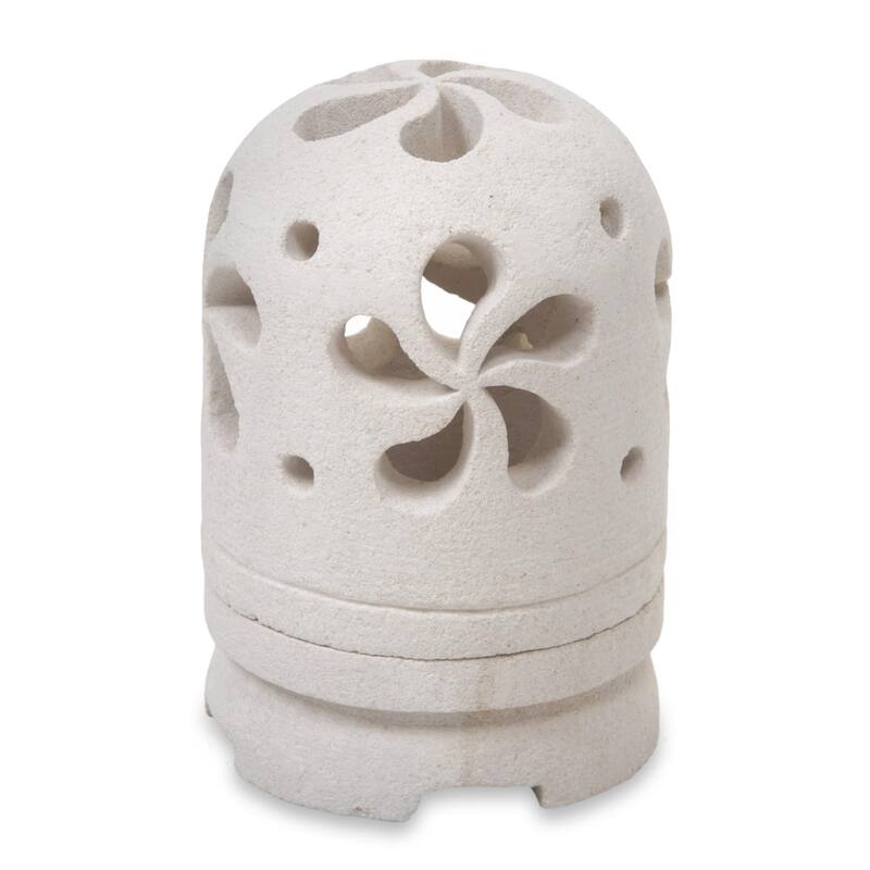 Novica Handmade Jasmine Glow Limestone Tealight Candleholder