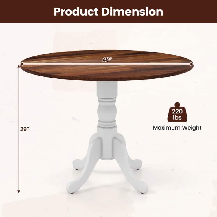 Wooden Dining Table with Round Tabletop and Curved Trestle Legs - 39.37" x 39.37" x 28.74"