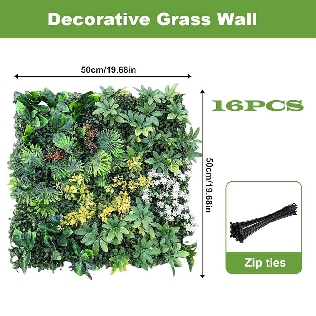 50x50cm Artificial Grass Wall Panels, Greenery Privacy Backdrop
