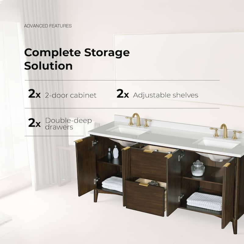 Gabi Bathroom Vanity with White Engineered Stone Top