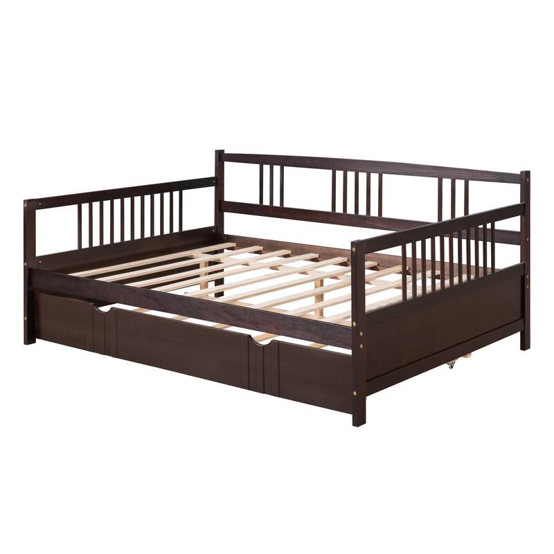 Pine Daybed with Trundle and Railing