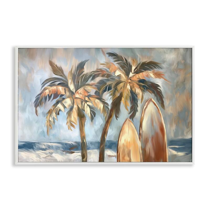 Stupell Warm Tropical Surfboards Framed Giclee Art Design By Ramona Murdock - 30 x 20 - White